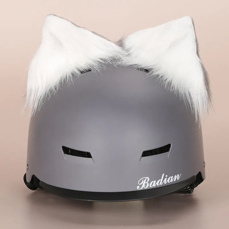 A plush fabric helmet cover with cartoon character ears, shown in size M for bicycle or motorbike use.
