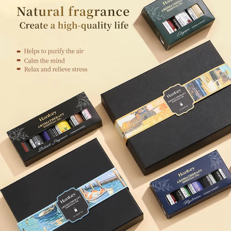 Boxed set of water-soluble aromatherapy essential oil bottles for fresh air function