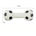 Brown PVC dog chew toy shaped like a dumbbell with football ends on a white background.