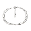 Double layer titanium steel bracelet with geometric design in gold or silver finish