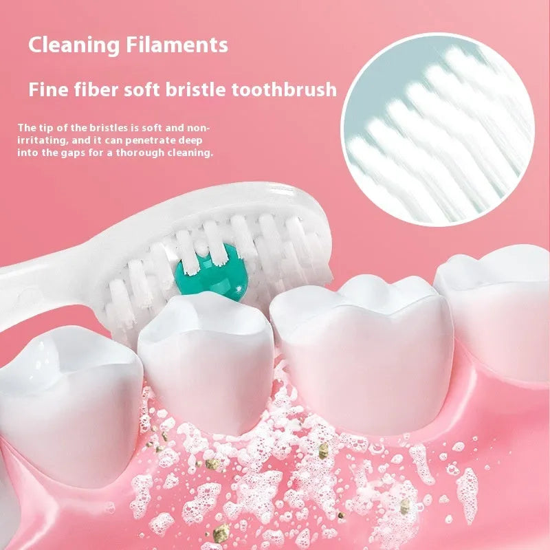 Box containing 20 disposable bead toothbrushes for travel, with mint, peach, and plum green tea flavour options.