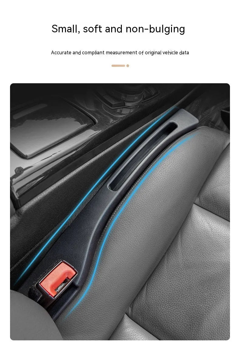 Plastic car seat gap storage organiser with handle in black or brown colour