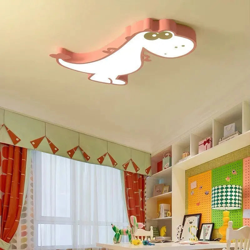 Cartoon dinosaur ceiling light with 48cm diameter aluminium base and PVC shade