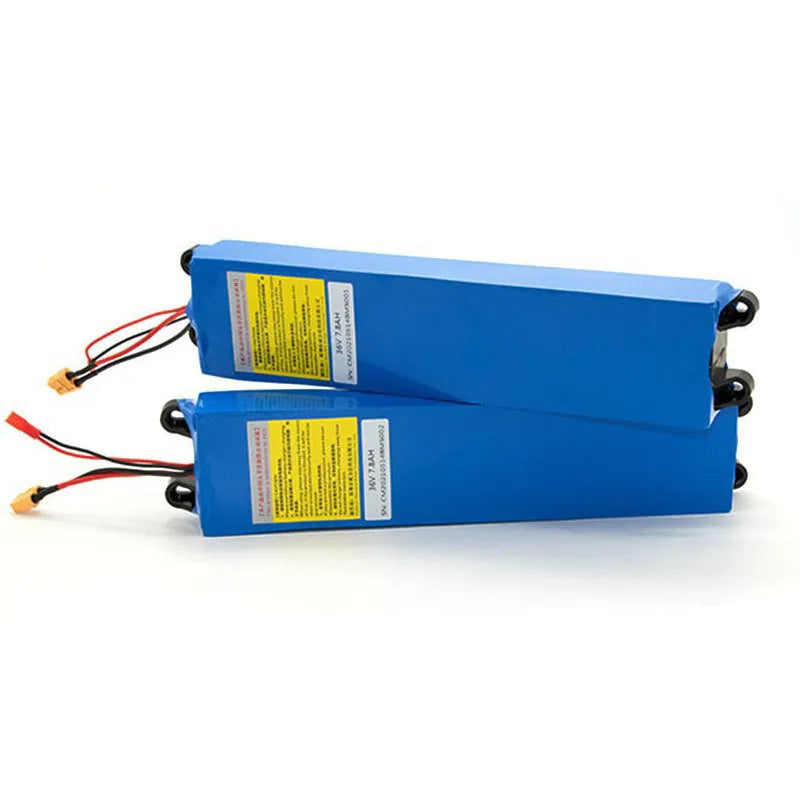 36V lithium battery pack for electric scooter replacement, showing capacity options 6.6Ah 7.8Ah 10.4Ah.