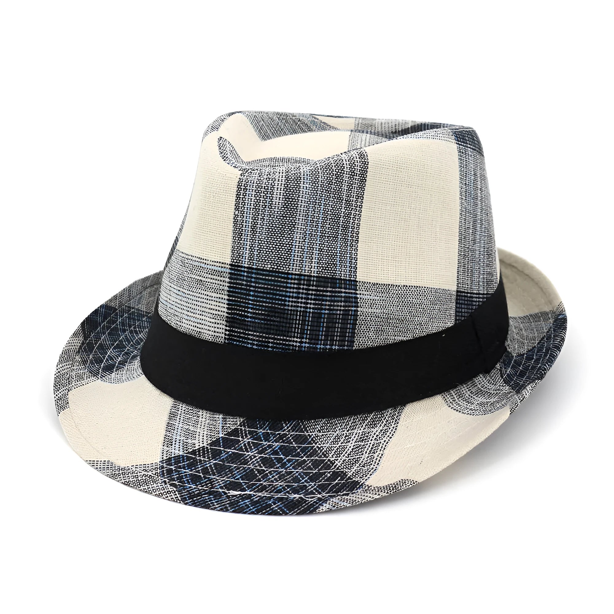 Blue polyester straw sun hat with bell crown and 4.5cm brim for outdoor sun protection