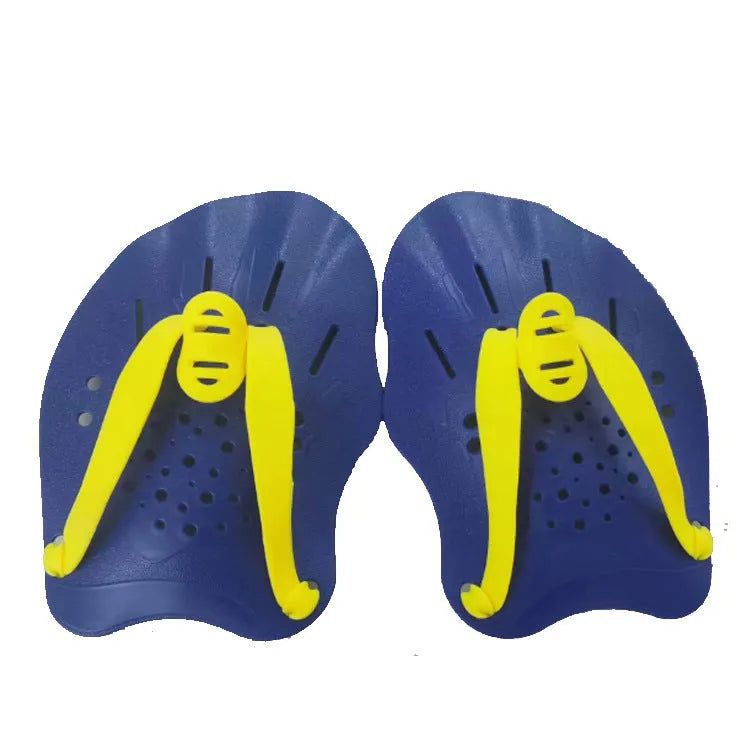 Swimming paddle training aid for freestyle stroke with webbed arm design in multiple colours