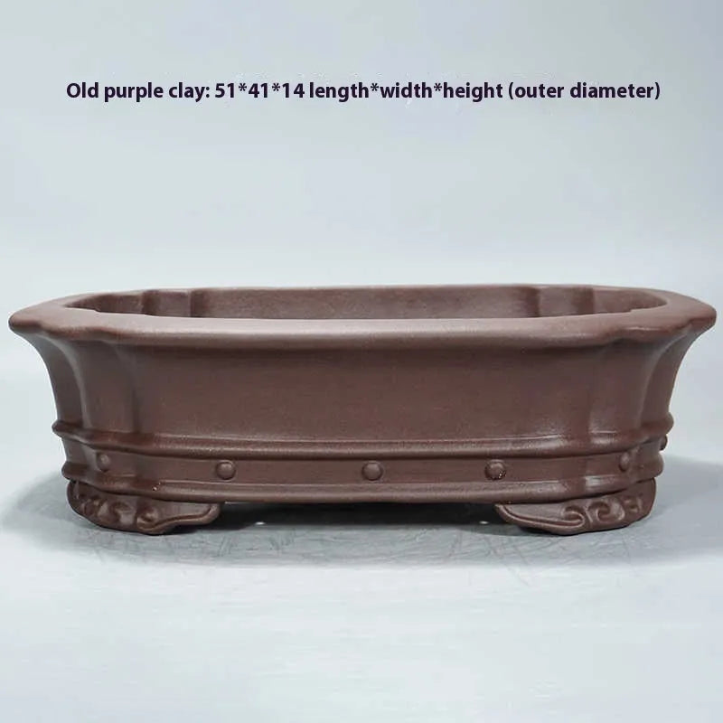 Purple sand handmade rectangular begonia flower pot for desktop plant display