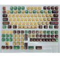 Capabala PBT mechanical keyboard keycap set showing 130 colourful keycaps with clear printed legends