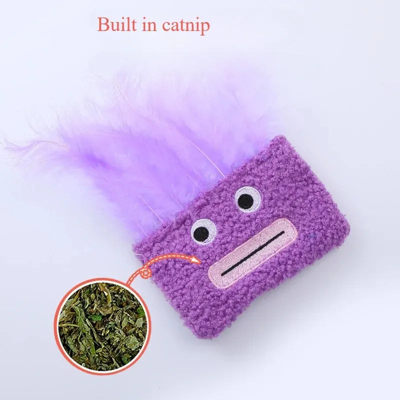 Funny big mouth explosion head shaped catnip plush toy in selected colour
