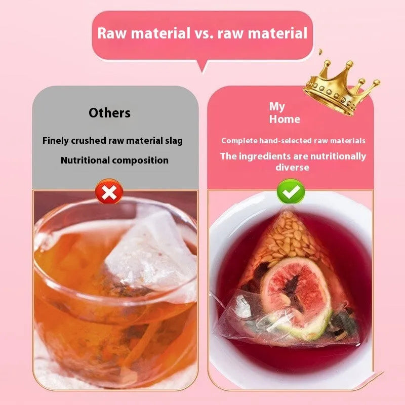 Black Wolfberry Tea bags with mulberry, fig and flaxseed ingredients in packaging with cup