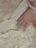 Women's fishnet stockings with diamond pattern mesh in skin, black or white colours