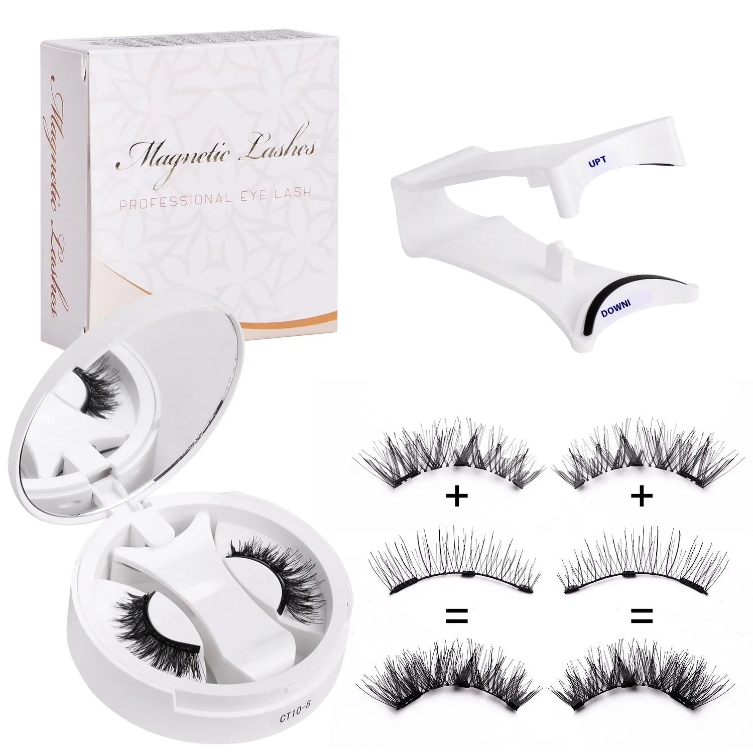 Magnetic false eyelashes integrated soap holder for portable CT10 series cosmetic tools with included eyelashes box