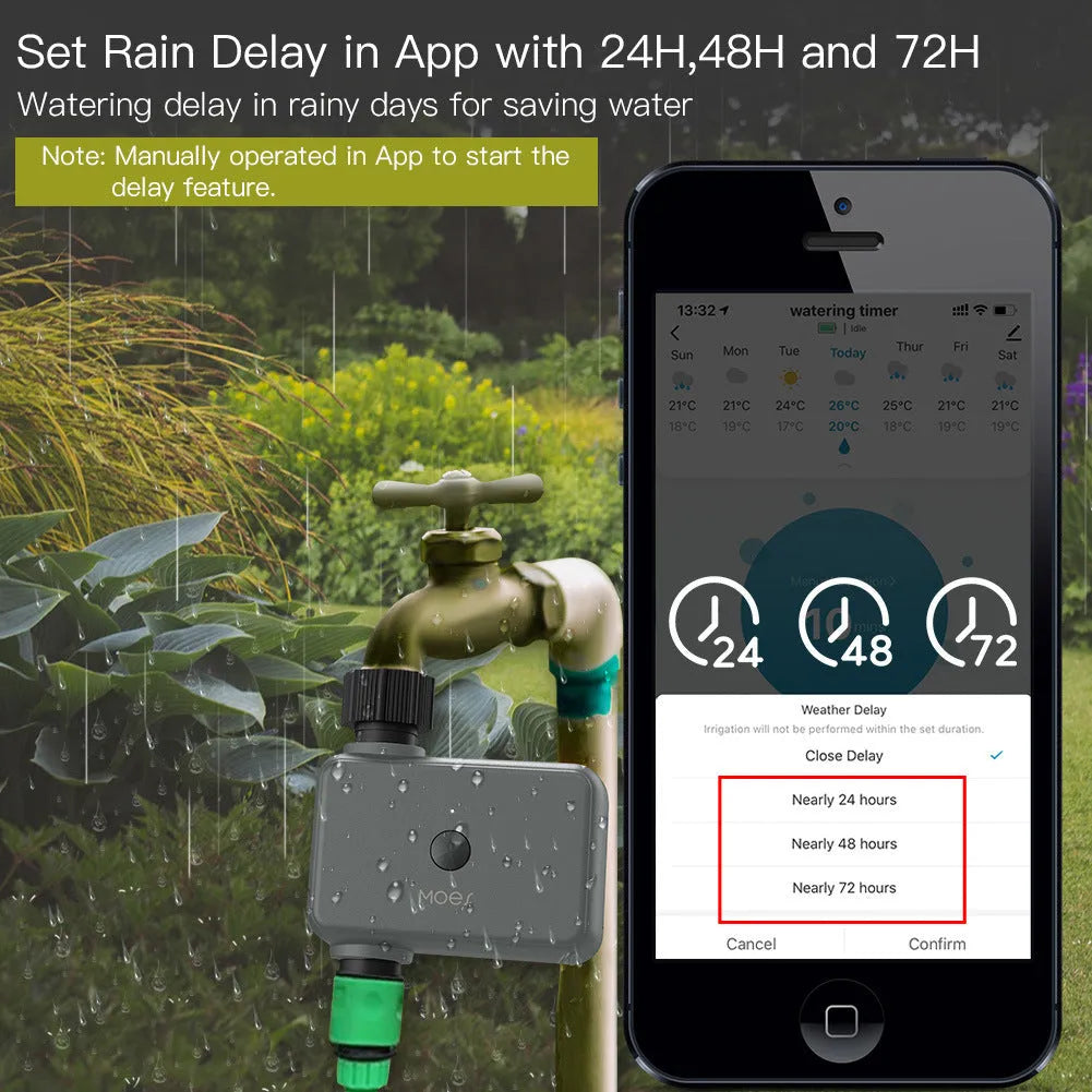 Bluetooth smart garden water timer with app control for remote irrigation scheduling