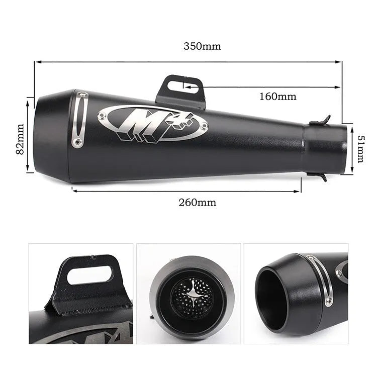 Universal M4 motorcycle exhaust pipe in multiple colour options for large displacement engines