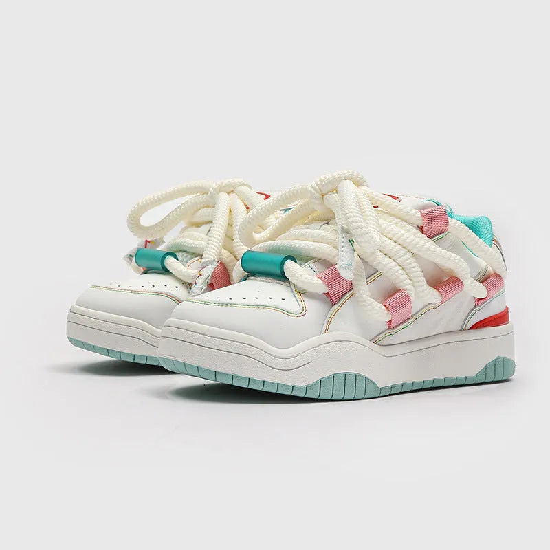 Casual lace-up shoes with thick rubber sole and breathable mesh upper in multiple colour options