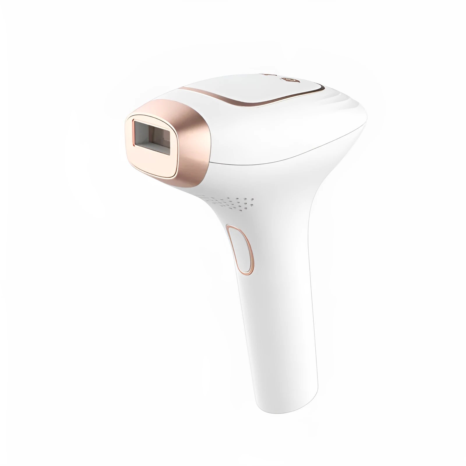 Pink and white laser hair removal device with ice-sensing technology and included accessories