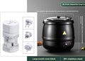 Black stainless steel electric heating insulation pot with large mouth cover for hotel catering soup service
