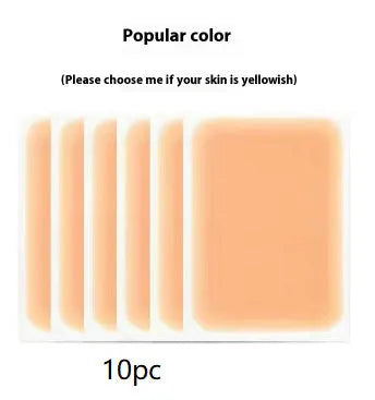 Pack of adhesive tattoo cover patches in various skin tone colours on a white background.