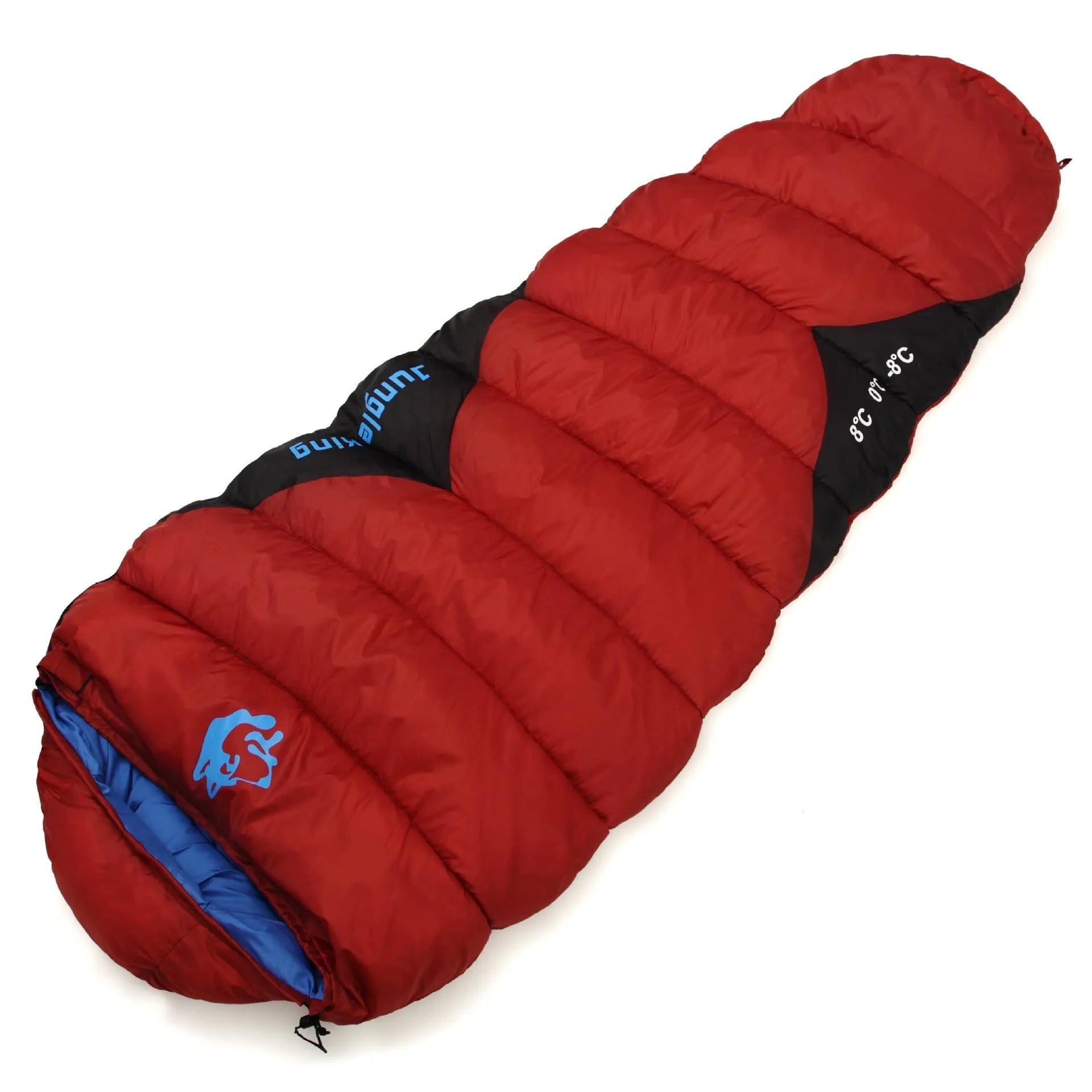 Mummy style outdoor sleeping bag with compression sack in army green colour