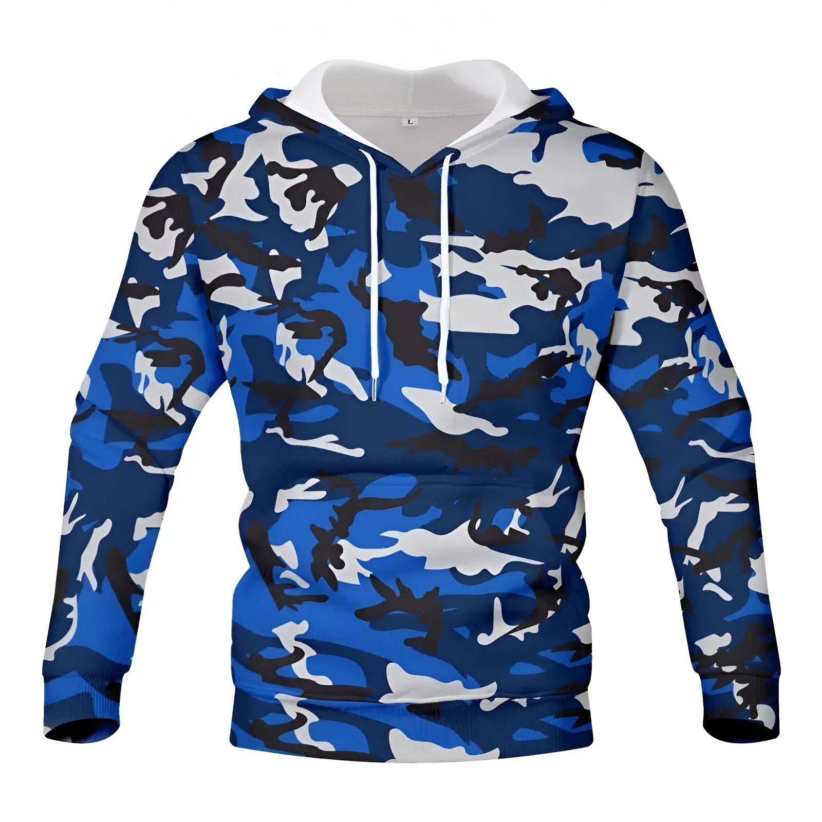 3D printed camouflage hooded pullover hoodie in DTWY012 colour loose fit cotton blend