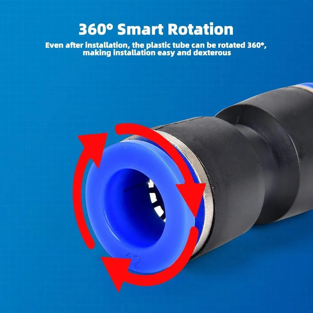 60-piece alloy plastic pneumatic push-in connector set with R1/4 and R1/2 thread fittings
