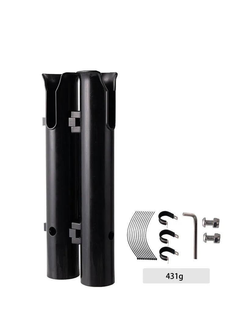 Motorcycle electric bicycle fishing rod rack with double-layer plastic frame construction