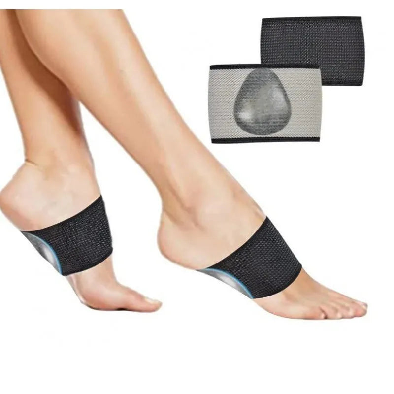 Elastic flat foot support bandage with heart pad design for arch reinforcement