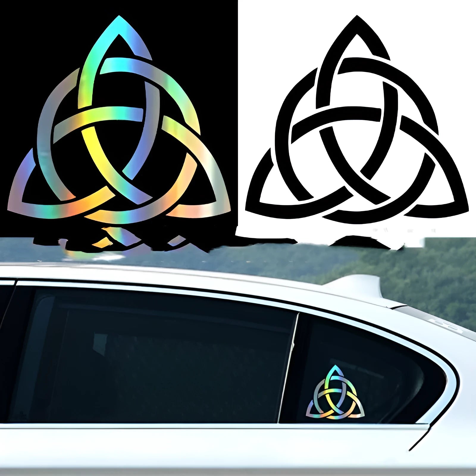 Waterproof adhesive car sticker decal in black, white, or laser colour for automobile windows and bodywork.