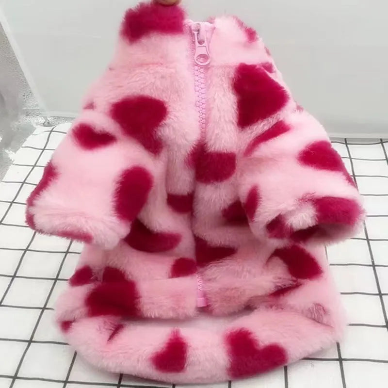 Polyester warm coat for small breed dogs in British style with brown or pink colour options
