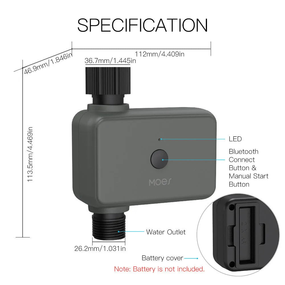 Bluetooth smart garden water timer with app control for remote irrigation scheduling