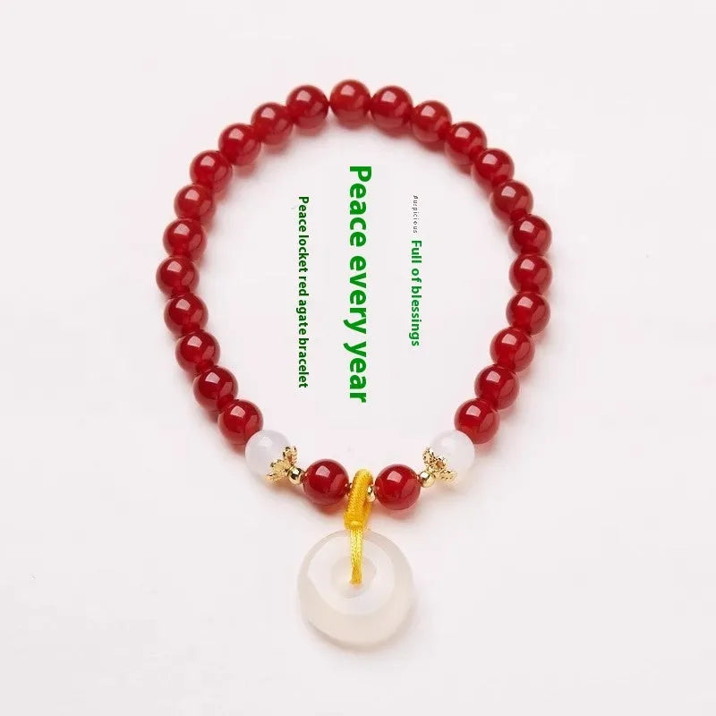 Handmade natural jade safety buckle bracelet with peace clasp and 6mm diameter beads