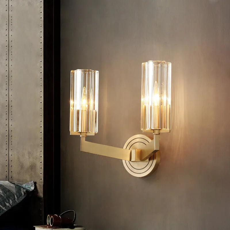 Copper Nordic style wall lamp with single head design for bedroom bedside lighting
