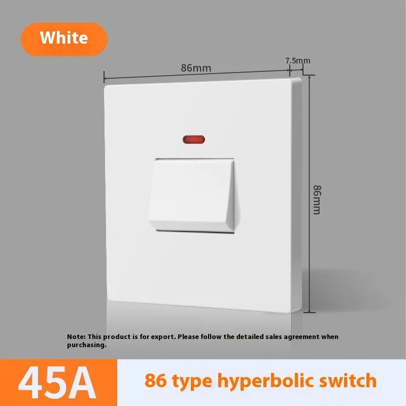 Curved rack wall switch with light panel indicator for water heater and air conditioner control