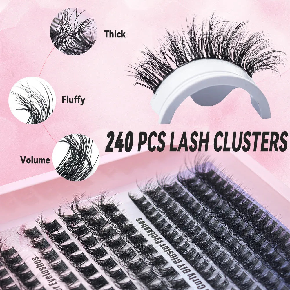 Box of assorted messy style false eyelashes showing multiple lash sets on a clear tray