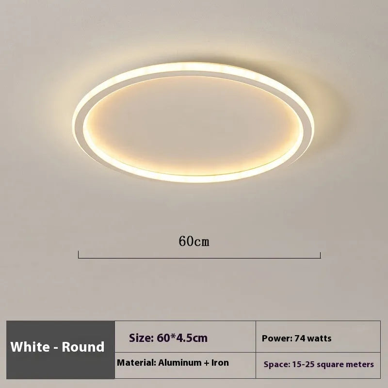Minimalist circular ceiling lamp in black finish with dimmable LED lighting and three colour temperature options
