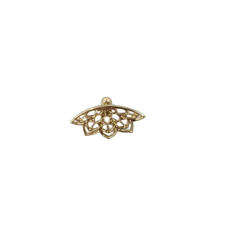 Metal spider web stud earrings with geometric mesh design in gold and silver electroplated finishes
