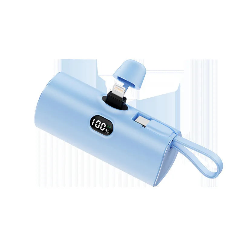 Capsule-shaped wireless power bank with digital display in five colour options