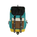 Oxford cloth backpack in black, green, or red with multiple carry handles