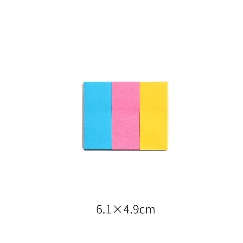 Assorted adhesive stickers and sticky notes showing grid formats and colourful designs with A6 ruler versions
