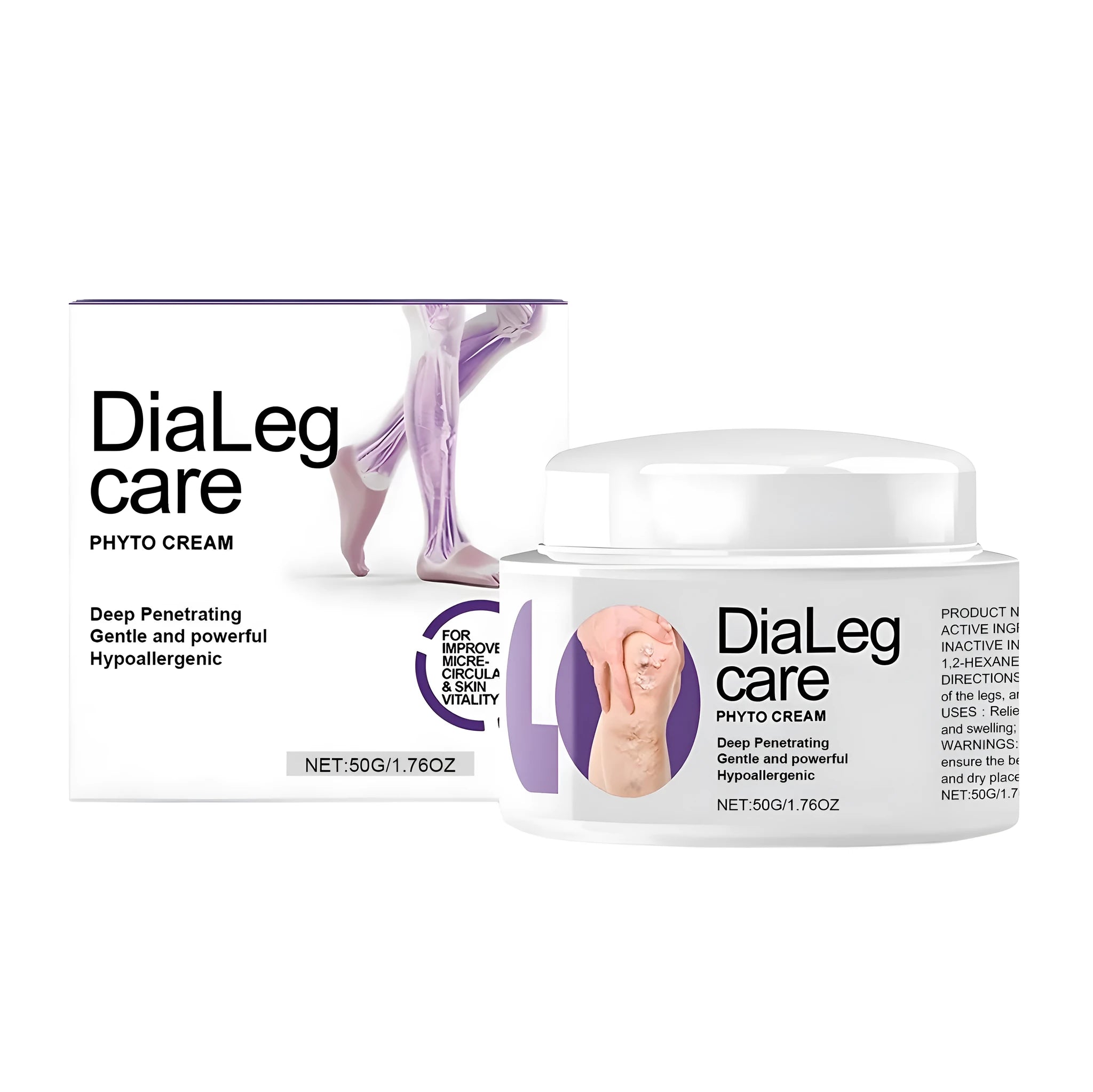 50g jar of varicose vein care cream with mint leaves and shea butter formula