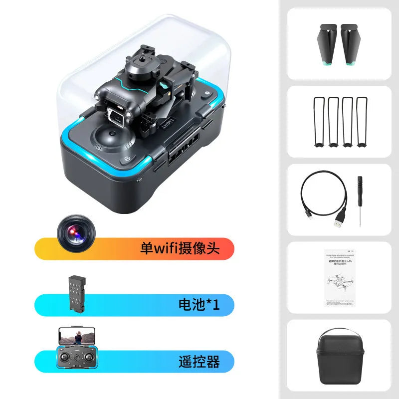 Black S96 four-axis drone with obstacle avoidance and camera under 30cm size