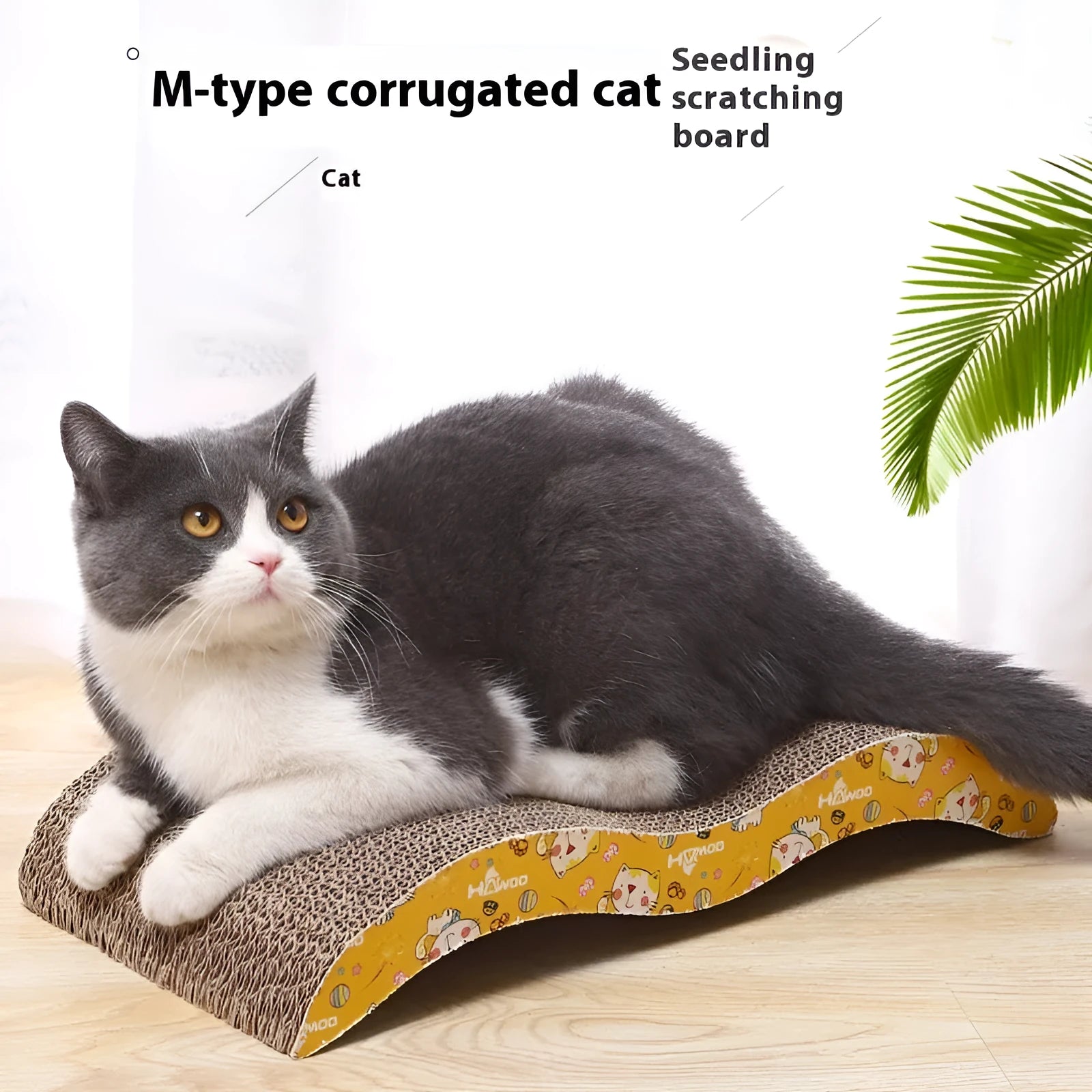 Cat scratch board with corrugated paper surface in simple style design