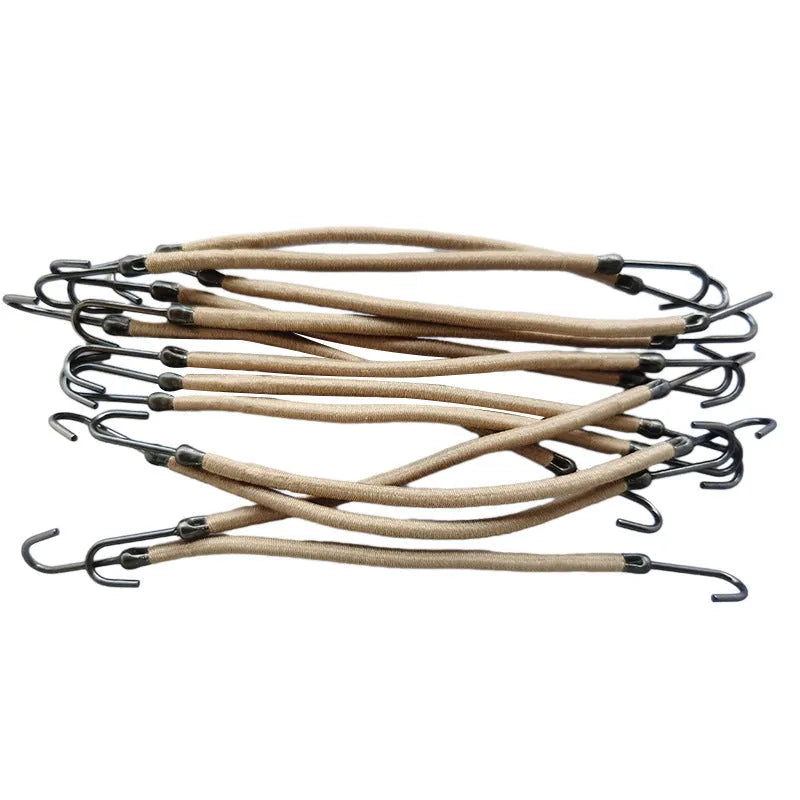 Close-up of a double hook hair tool for wig making on a solid colour background.