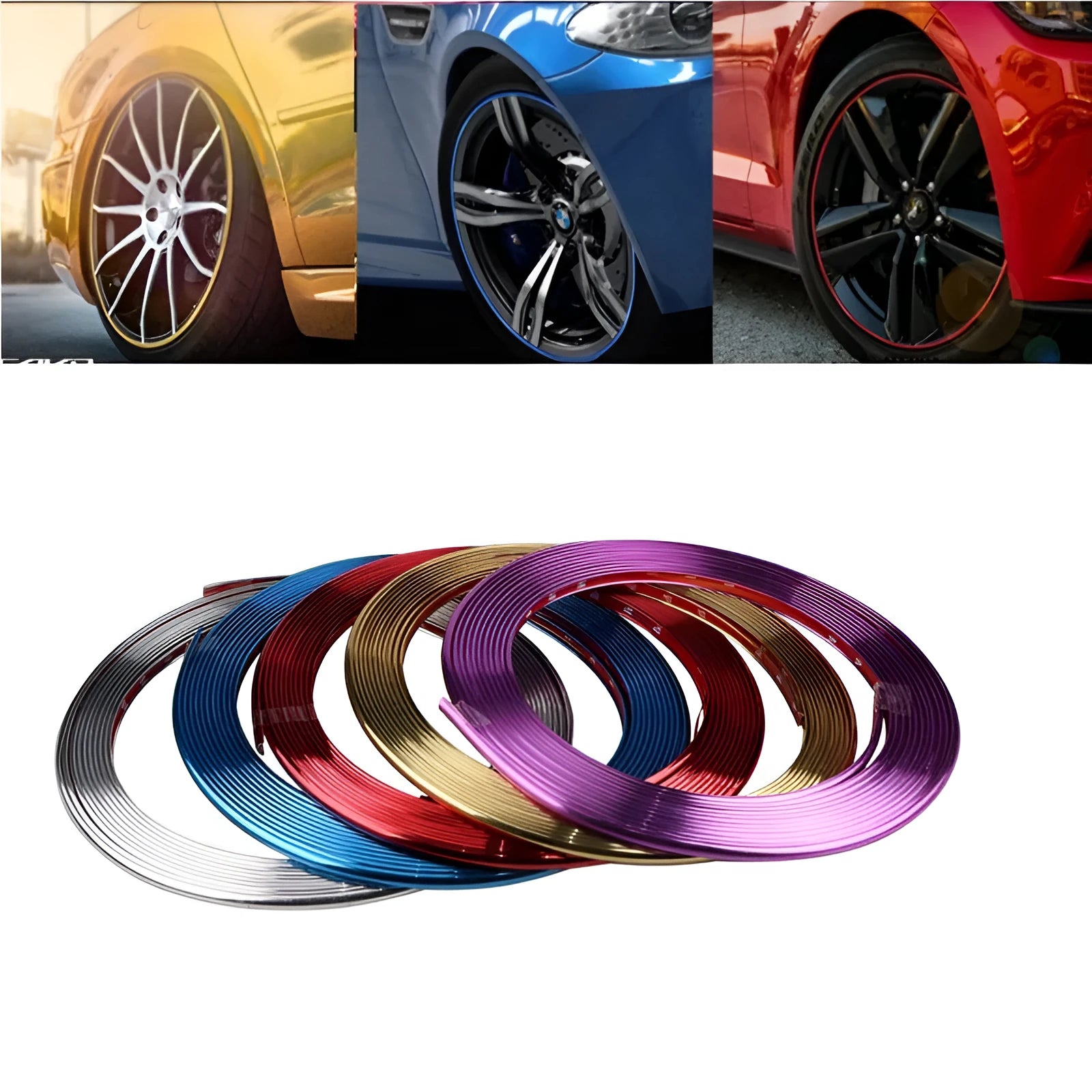 Electroplated purple PVC wheel trim roll for car alloy wheel decoration and protection