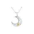 Sun Moon couple necklace set with copper electroplated pendants on a cross chain.