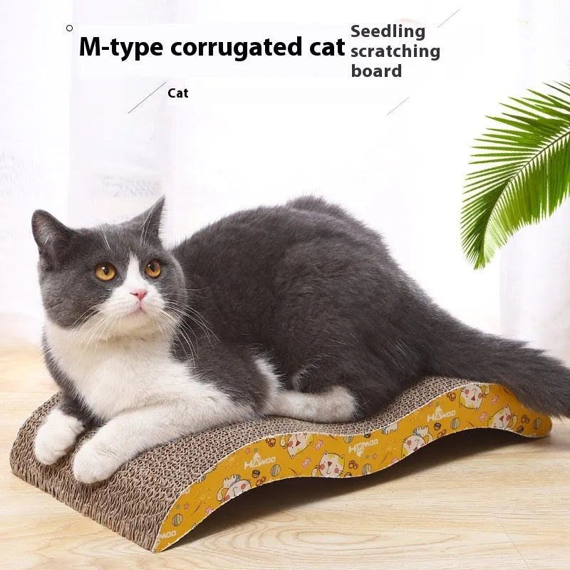 Cat scratch board with corrugated paper surface in simple style design