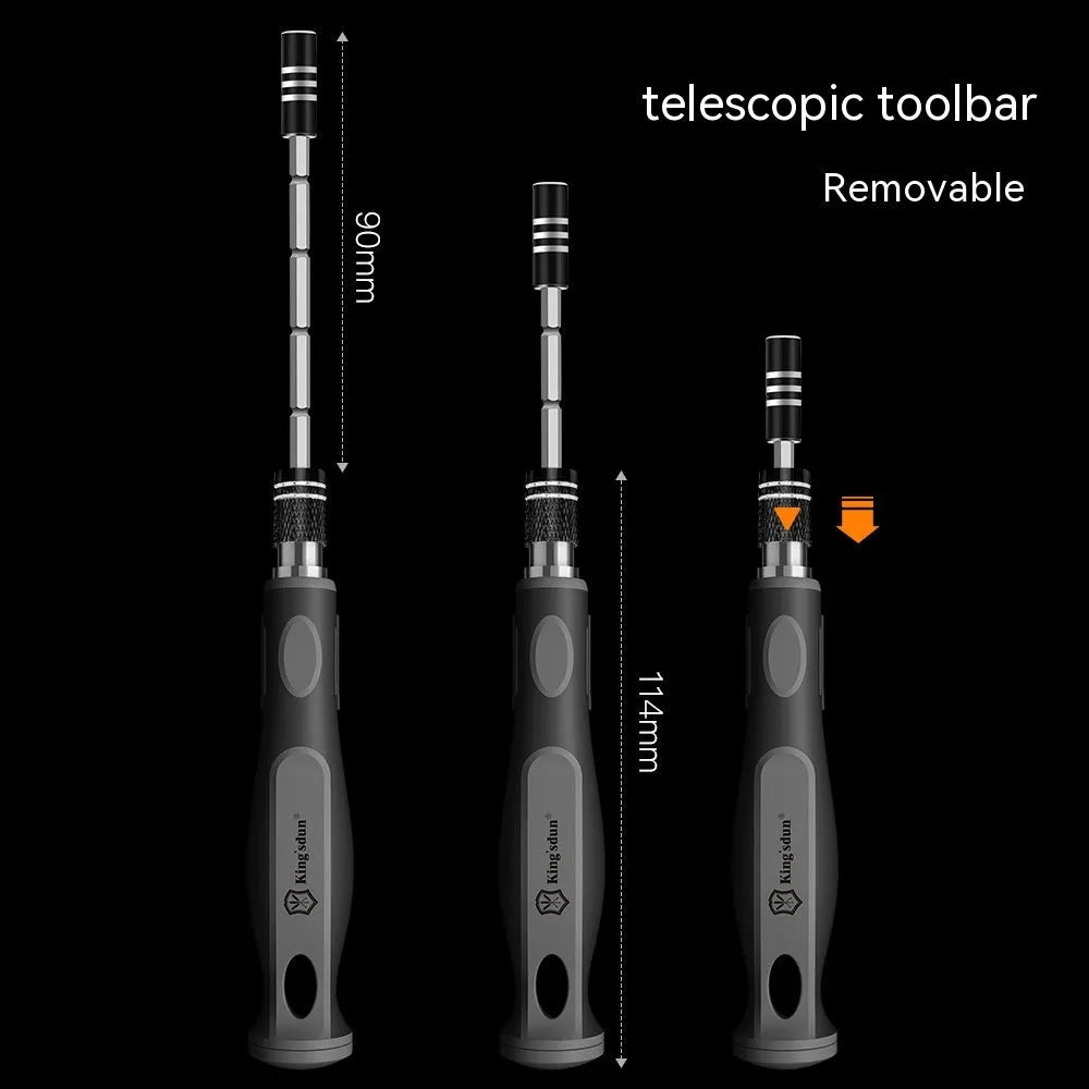 32 in 1 screwdriver set with bits in a black plastic storage case
