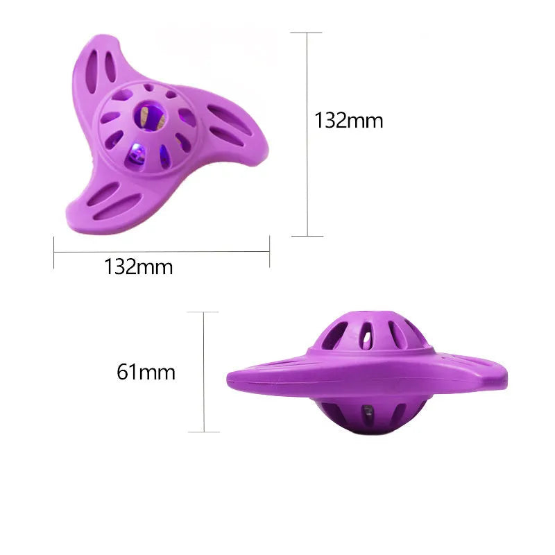 Blue bite-resistant boomerang-shaped dog toy with molar texture on a white background.