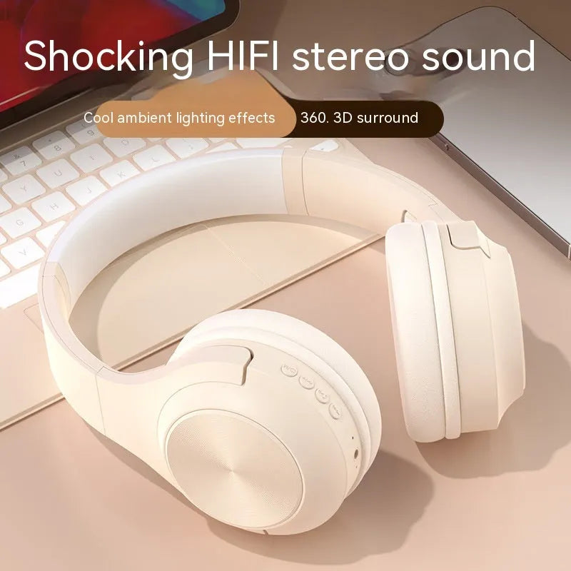 Wireless Bluetooth headset in chalk black colour showing creative design and head-mounted style