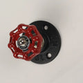 Metal wall hook in water pipe style with polished finish, shown in black, green, and red colour options.